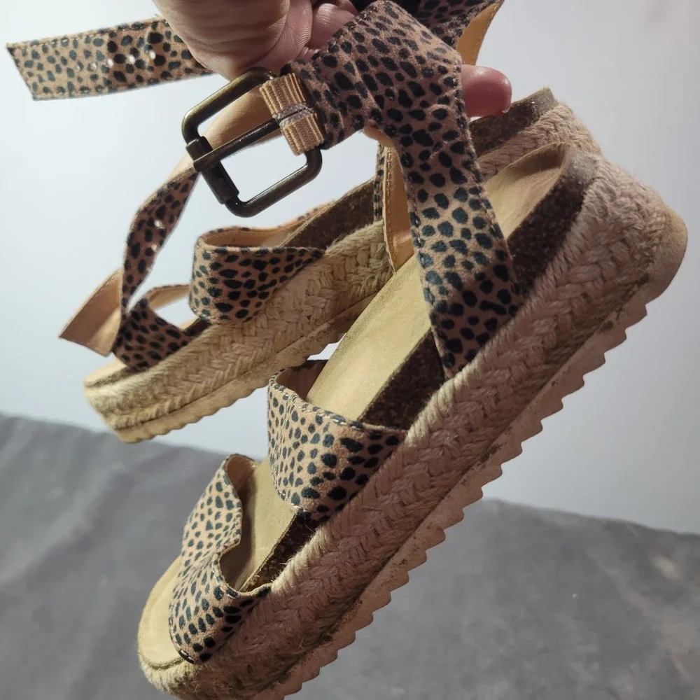 Art Class Girls Cheetah Print Espadrille Platform Sandals Tan Black Size‎ 1